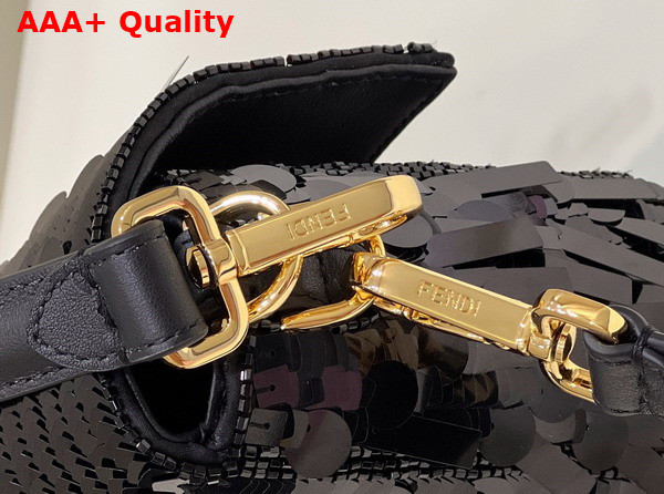 Fendi Baguette Black Sequin and Leather Bag Replica