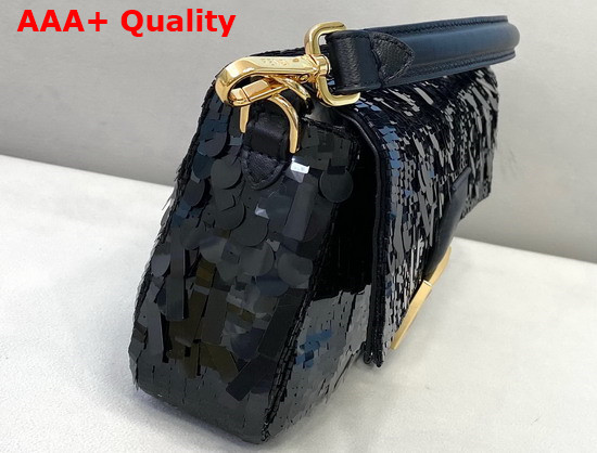 Fendi Baguette Black Sequined Bag Replica