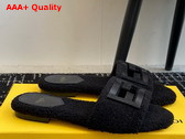 Fendi Baguette Black Shearling Slides Replica