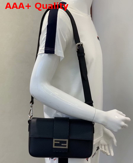 Fendi Baguette Blue Leather Bag Replica