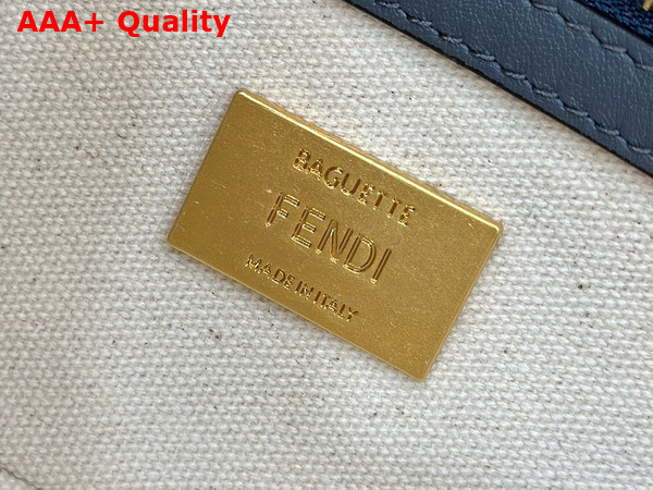 Fendi Baguette Blue Multicolor Canvas Bag with FF Embroidery Replica