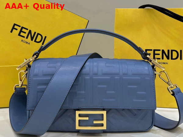 Fendi Baguette Blue Nappa Leather Bag Replica