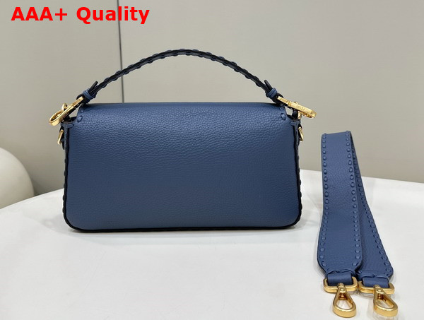 Fendi Baguette Blue Selleria Bag with Oversize Topstitching Replica