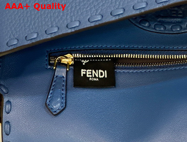 Fendi Baguette Blue Selleria Bag with Oversize Topstitching Replica