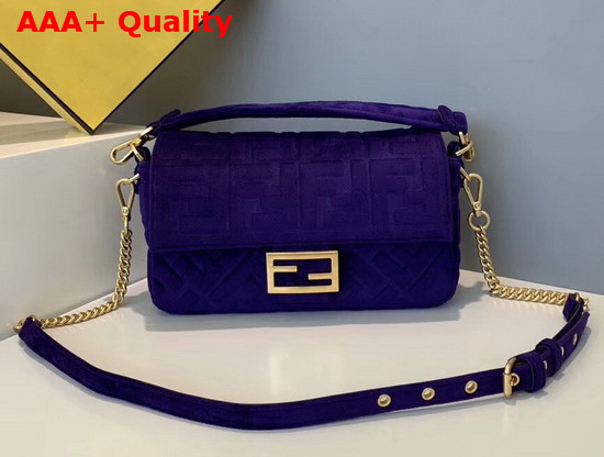 Fendi Baguette Blue Velvet Bag Replica