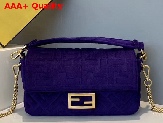 Fendi Baguette Blue Velvet Bag Replica