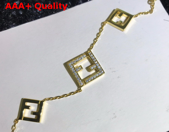 Fendi Baguette Bracelet Gold Color Diamonds Replica