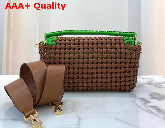 Fendi Baguette Brown Leather Interlace Bag Replica