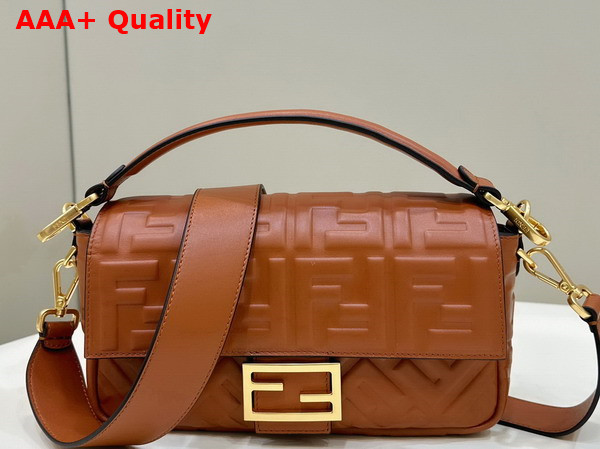 Fendi Baguette Brown Nappa Leather Bag with FF Motif Replica