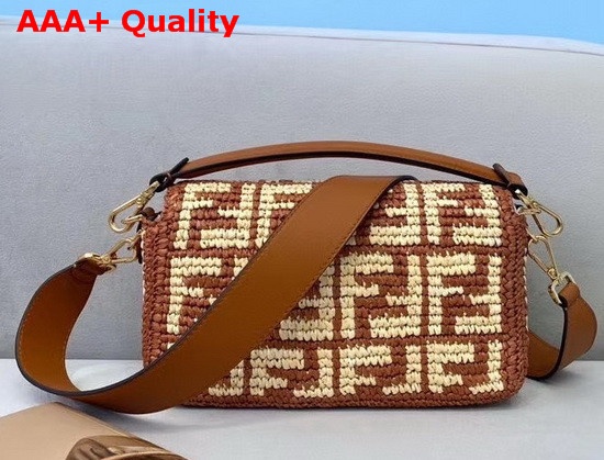 Fendi Baguette Brown Raffia FF Bag Replica