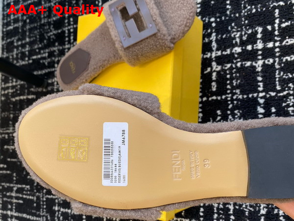 Fendi Baguette Brown Shearling Slides Replica