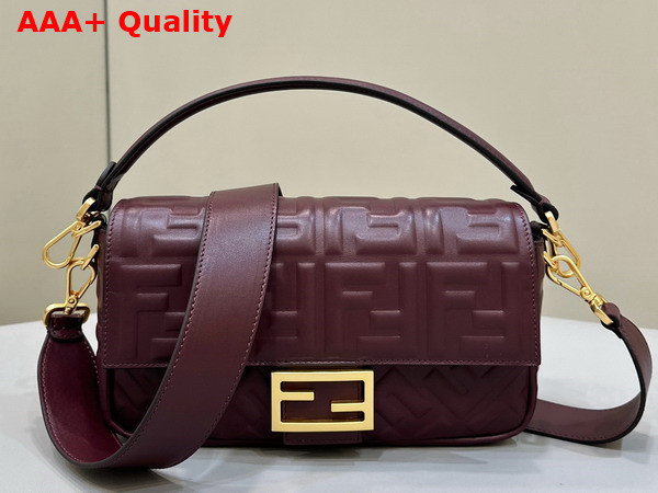 Fendi Baguette Burgundy Nappa Leather Bag Replica