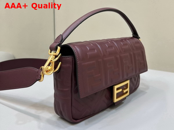 Fendi Baguette Burgundy Nappa Leather Bag Replica