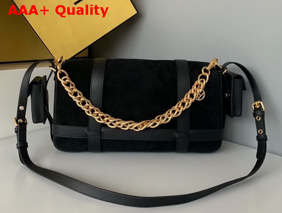 Fendi Baguette Cage Black Suede Bag Replica