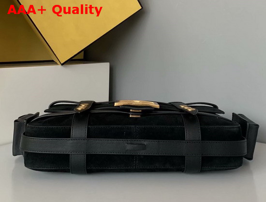 Fendi Baguette Cage Black Suede Bag Replica