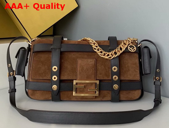 Fendi Baguette Cage Brown Suede Bag Replica