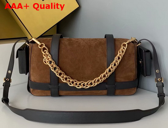 Fendi Baguette Cage Brown Suede Bag Replica