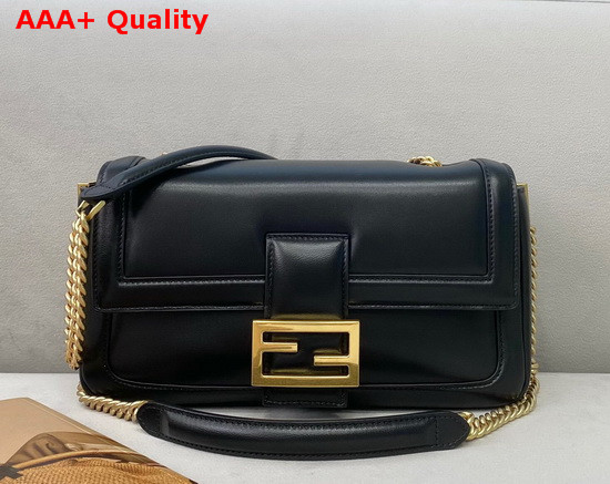 Fendi Baguette Chain Black Nappa Leather Bag Replica