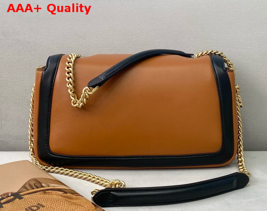 Fendi Baguette Chain Brown and Black Nappa Leather Bag Replica