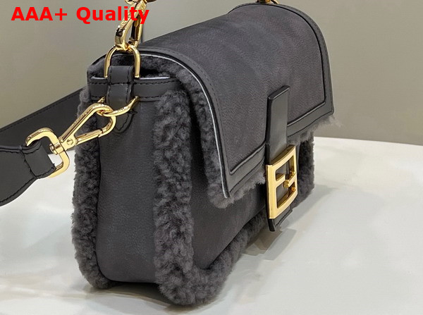 Fendi Baguette Dark Gray Sheepskin Bag Replica