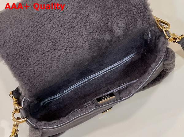 Fendi Baguette Dark Gray Sheepskin Bag Replica