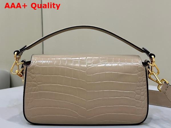 Fendi Baguette Dove Gray Crocodile Leather Bag Replica