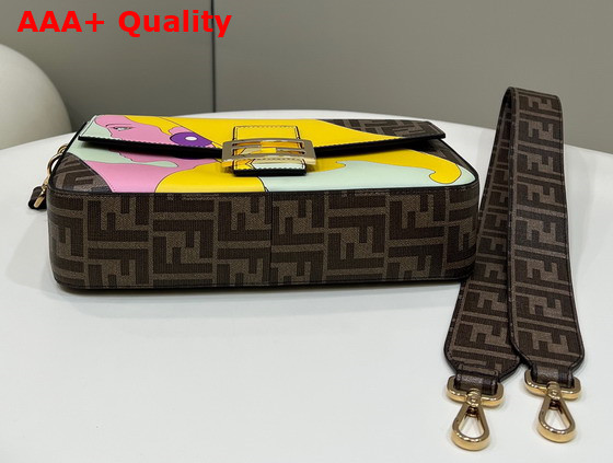 Fendi Baguette FF Glazed fabric Bag with Inlay Multicolor Replica