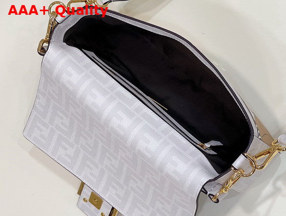 Fendi Baguette FF White Glazed Fabric Bag with Inlay Replica