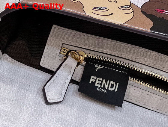 Fendi Baguette FF White Glazed Fabric Bag with Inlay Replica