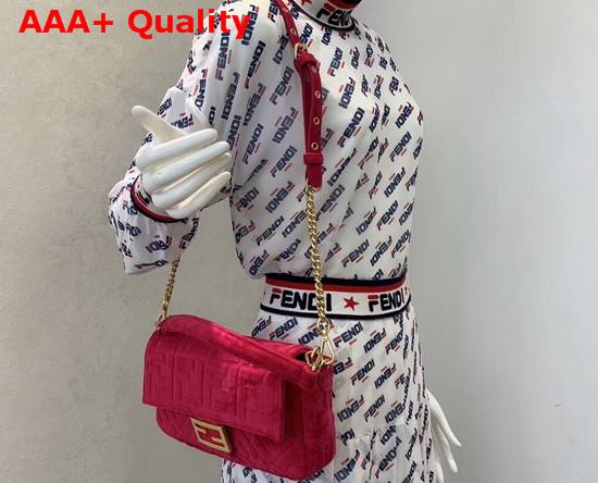 Fendi Baguette Fuchsia Velvet Bag Replica