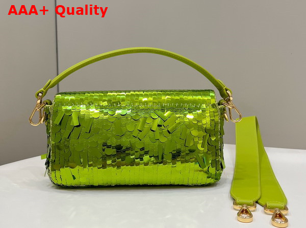 Fendi Baguette Green Sequin and Leather Bag Replica