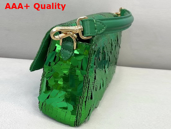 Fendi Baguette Green Sequined Bag Replica