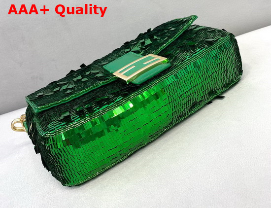 Fendi Baguette Green Sequined Bag Replica