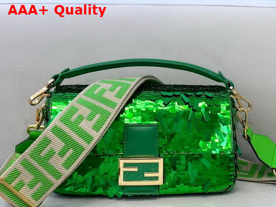 Fendi Baguette Green Sequined Bag Replica