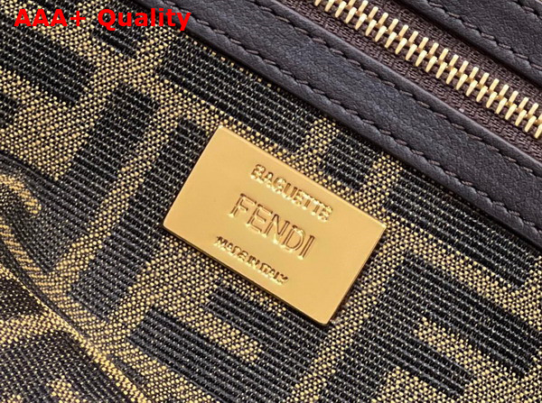 Fendi Baguette Jacquard FF Fabric Bag in Brown Replica