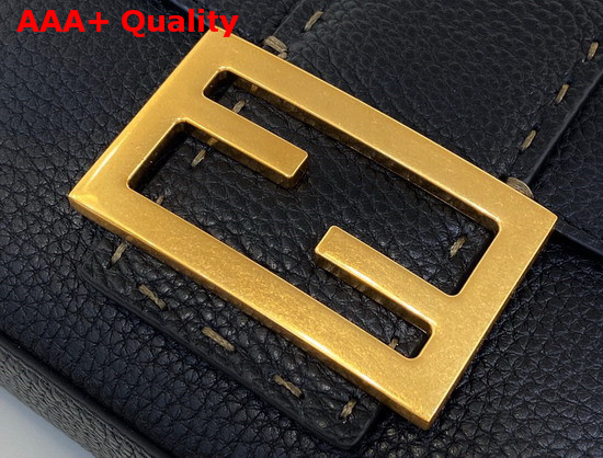 Fendi Baguette Large Bag in Black Romano Leather Replica