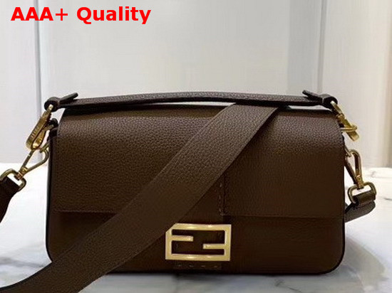 Fendi Baguette Large Bag in Brown Romano Leather Replica