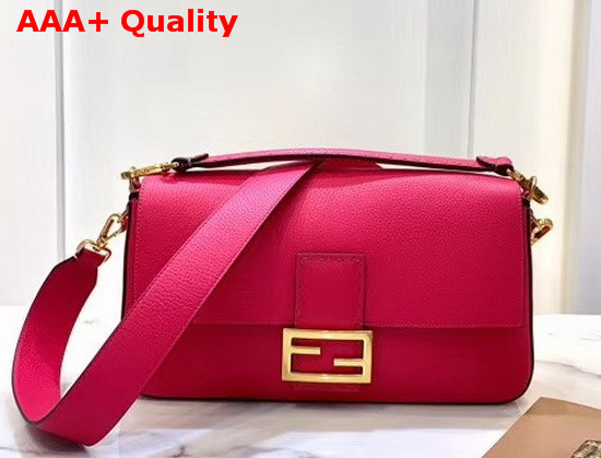 Fendi Baguette Large Bag in Fuchsia Romano Leather Replica