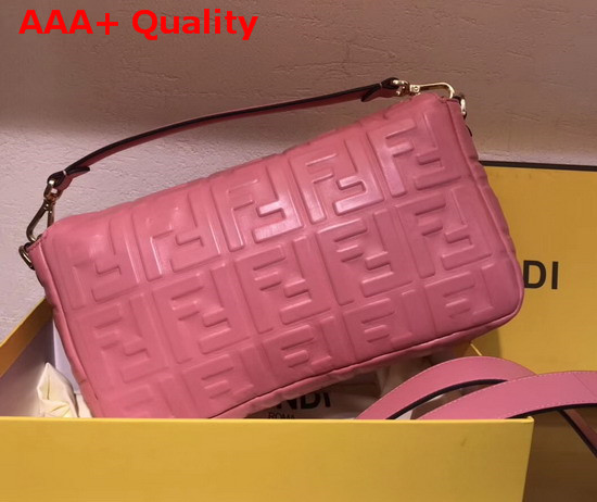 Fendi Baguette Large Bag in Pink Lambskin with All Over FF Motif Replica