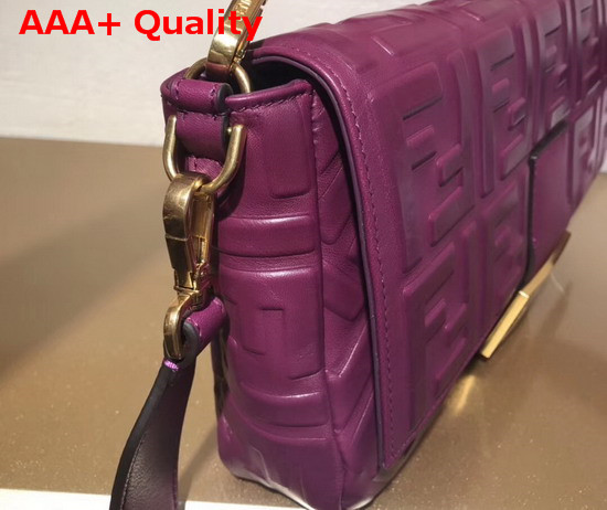 Fendi Baguette Large Bag in Purple Lambskin with All Over FF Motif Replica