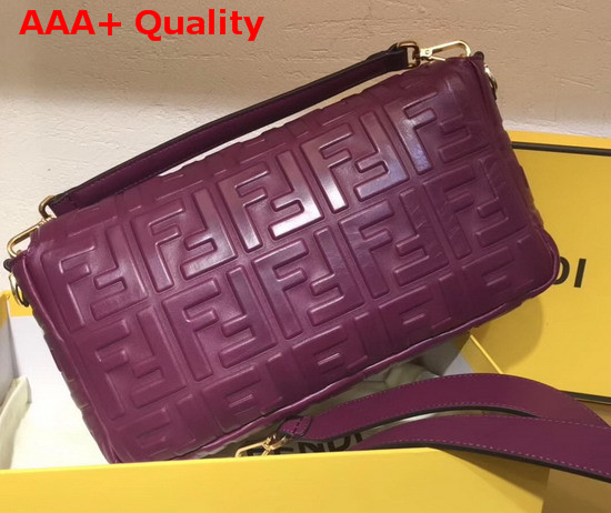 Fendi Baguette Large Bag in Purple Lambskin with All Over FF Motif Replica