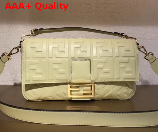 Fendi Baguette Large Bag in Yellow Lambskin with All Over FF Motif Replica