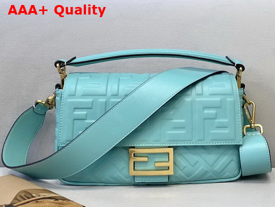 Fendi Baguette Light Blue Nappa Leather FF Bag Replica