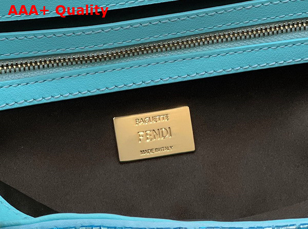 Fendi Baguette Light Blue Sequin and Leather Bag Replica