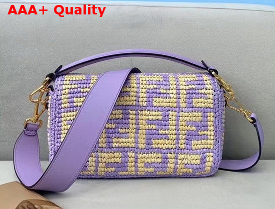 Fendi Baguette Lilac Raffia FF Bag Replica