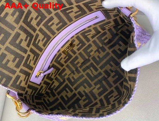 Fendi Baguette Lilac Raffia FF Bag Replica