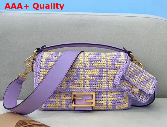 Fendi Baguette Lilac Raffia FF Bag Replica