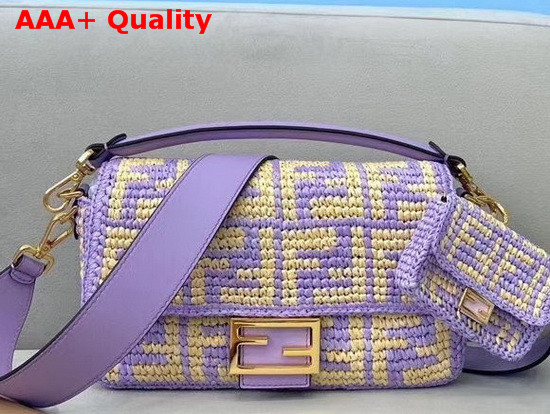 Fendi Baguette Lilac Raffia FF Bag Replica