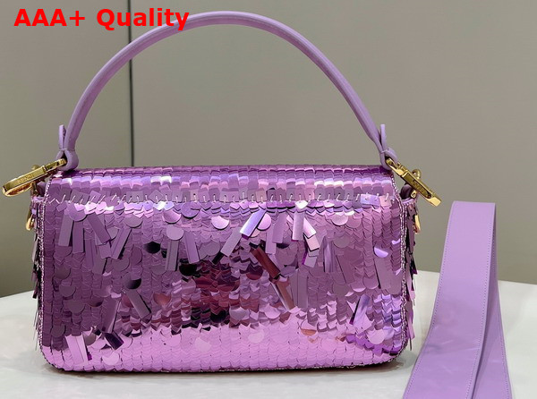 Fendi Baguette Lilac Sequin and Leather Bag Replica