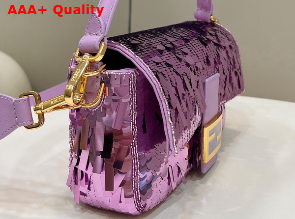 Fendi Baguette Lilac Sequin and Leather Bag Replica